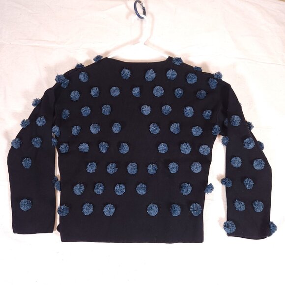 Opening Ceremony Pom Poms Pullover Sweater Womens Medium V-Neck Playful Boho - Picture 2 of 16